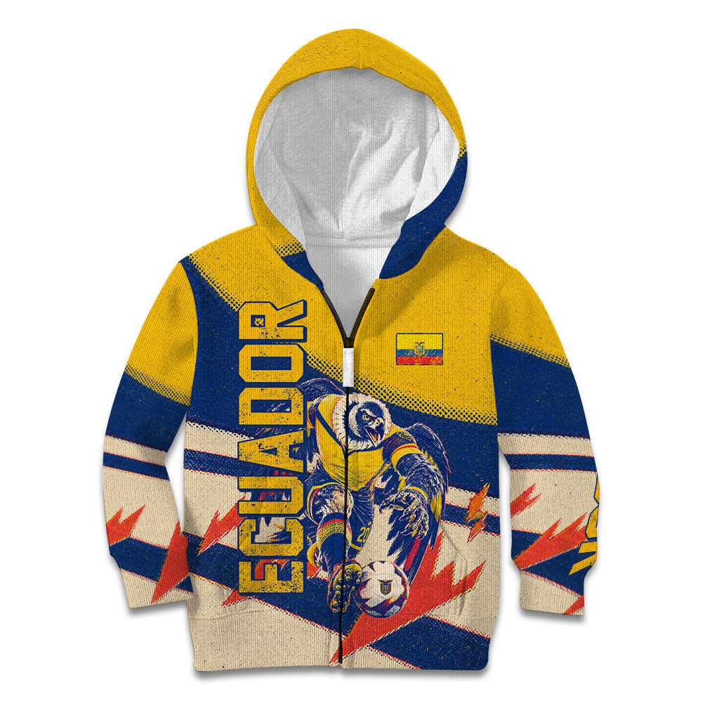 Personalized Ecuador Football Kid Hoodie Condor Vintage Grunge National Pride Soccer Mascot