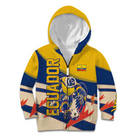 Personalized Ecuador Football Kid Hoodie Condor Vintage Grunge National Pride Soccer Mascot