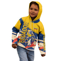 Personalized Ecuador Football Kid Hoodie Condor Vintage Grunge National Pride Soccer Mascot