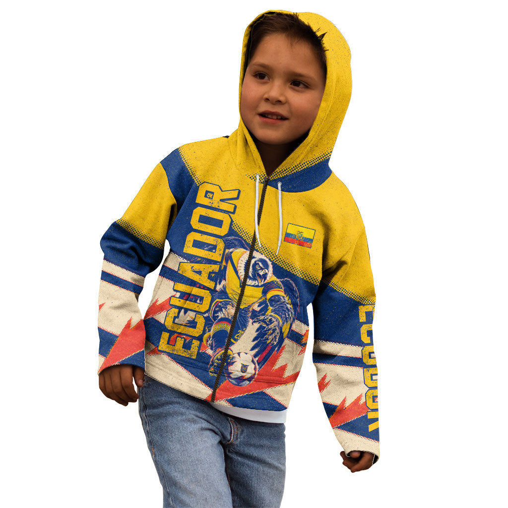 Personalized Ecuador Football Kid Hoodie Condor Vintage Grunge National Pride Soccer Mascot