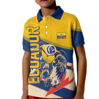 Personalized Ecuador Football Kid Polo Shirt Condor Vintage Grunge National Pride Soccer Mascot
