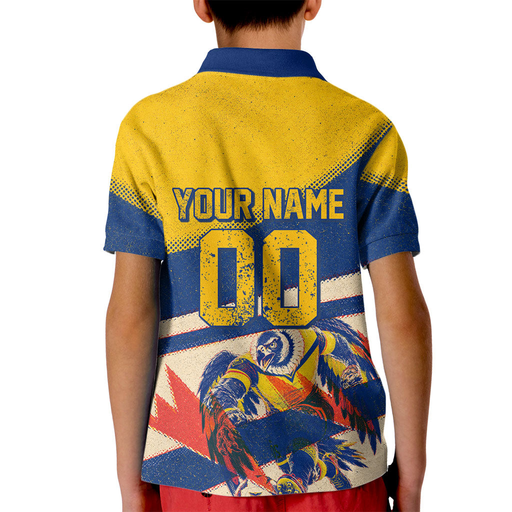Personalized Ecuador Football Kid Polo Shirt Condor Vintage Grunge National Pride Soccer Mascot
