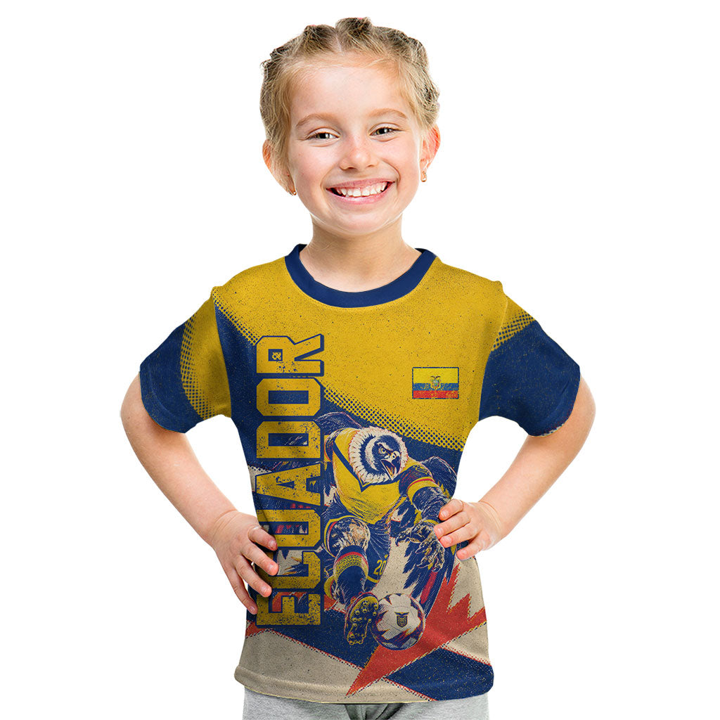 Personalized Ecuador Football Kid T Shirt Condor Vintage Grunge National Pride Soccer Mascot