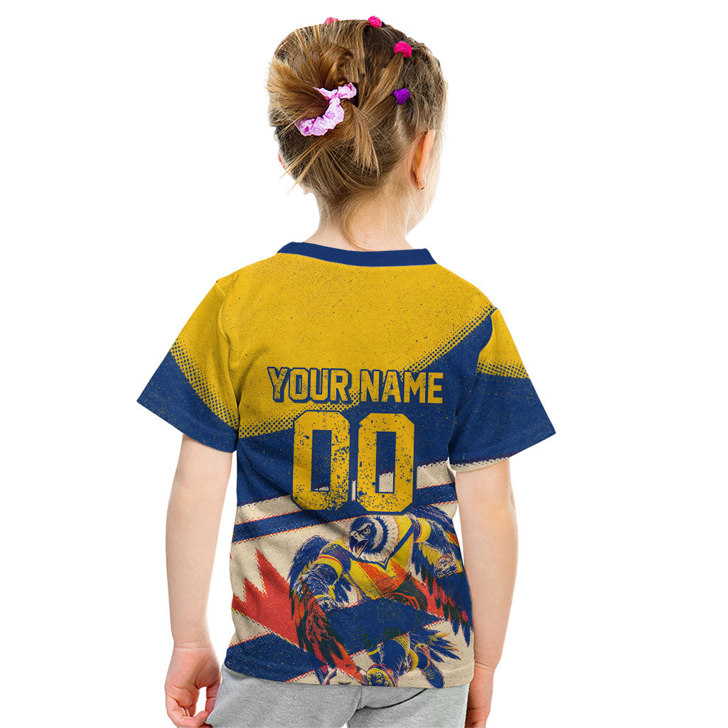 Personalized Ecuador Football Kid T Shirt Condor Vintage Grunge National Pride Soccer Mascot