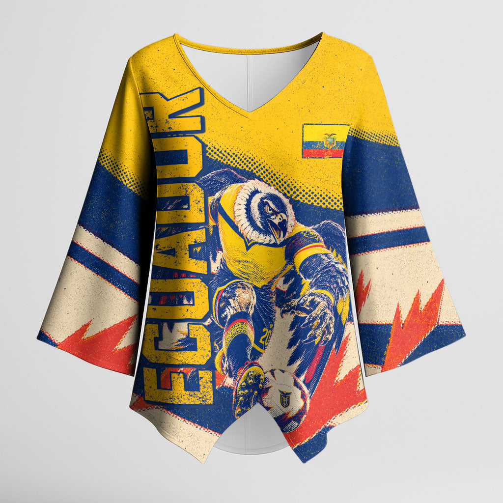 Personalized Ecuador Football Kimono Sleeve Blouse Condor Vintage Grunge National Pride Soccer Mascot