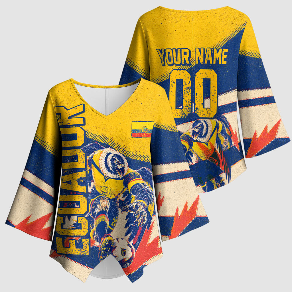 Personalized Ecuador Football Kimono Sleeve Blouse Condor Vintage Grunge National Pride Soccer Mascot