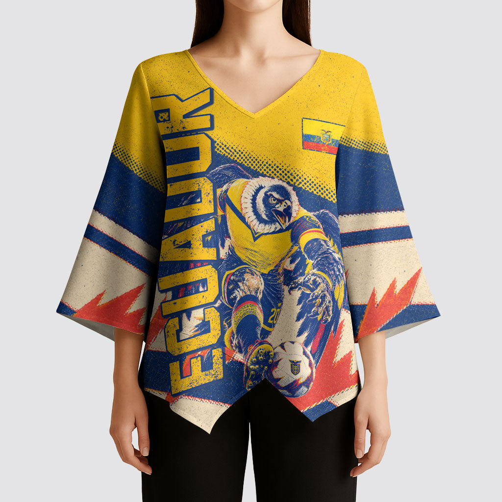 Personalized Ecuador Football Kimono Sleeve Blouse Condor Vintage Grunge National Pride Soccer Mascot