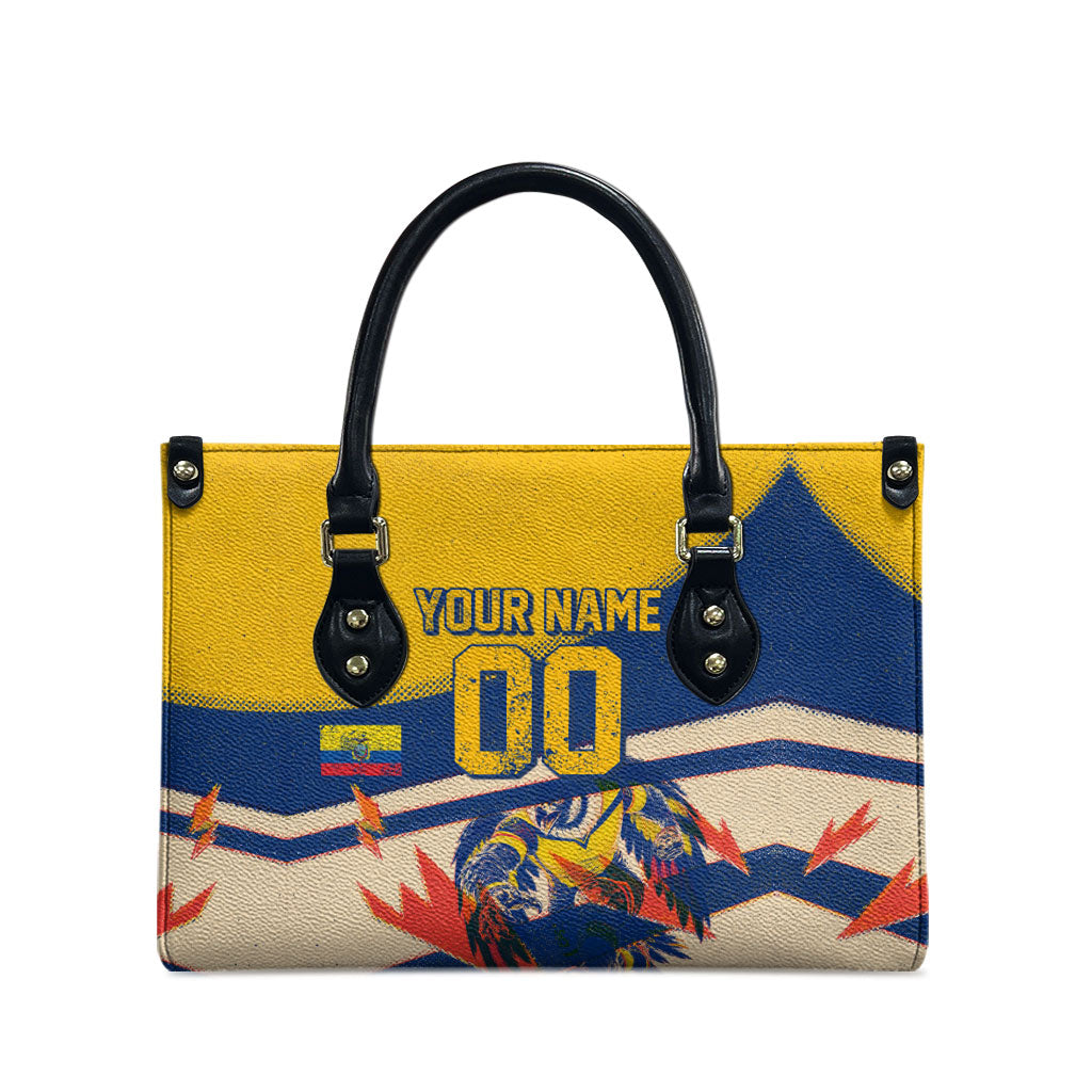 Personalized Ecuador Football Leather Bag Condor Vintage Grunge National Pride Soccer Mascot