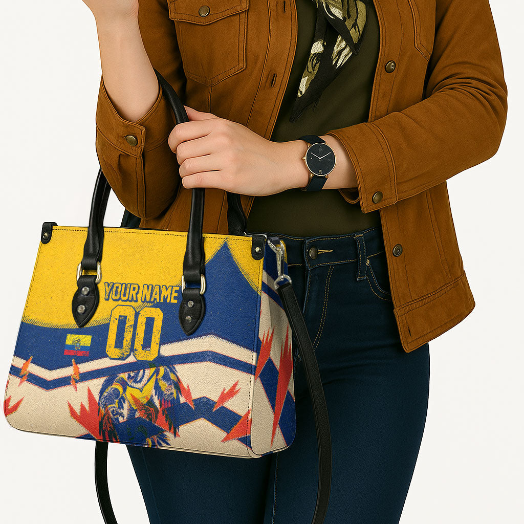 Personalized Ecuador Football Leather Bag Condor Vintage Grunge National Pride Soccer Mascot
