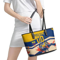 Personalized Ecuador Football Leather Tote Bag Condor Vintage Grunge National Pride Soccer Mascot