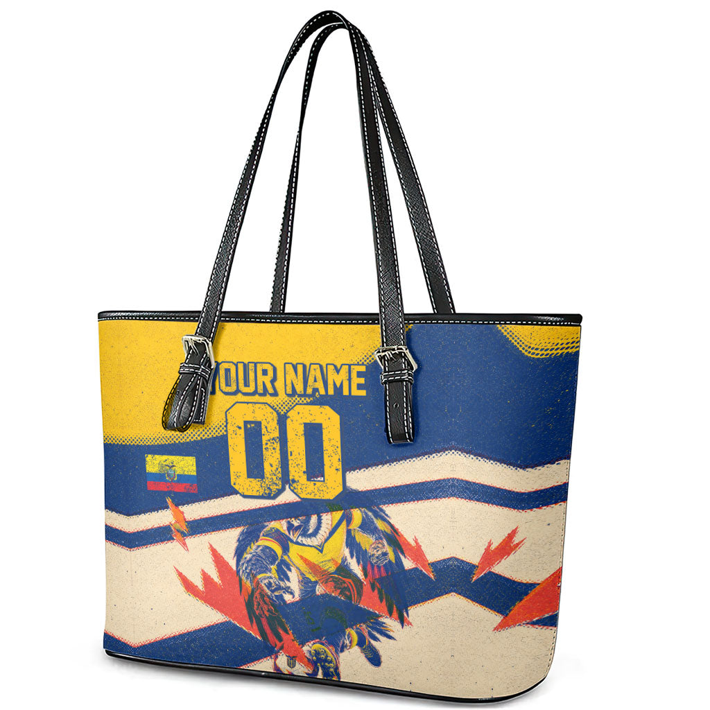Personalized Ecuador Football Leather Tote Bag Condor Vintage Grunge National Pride Soccer Mascot