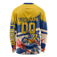 Personalized Ecuador Football Long Sleeve Shirt Condor Vintage Grunge National Pride Soccer Mascot