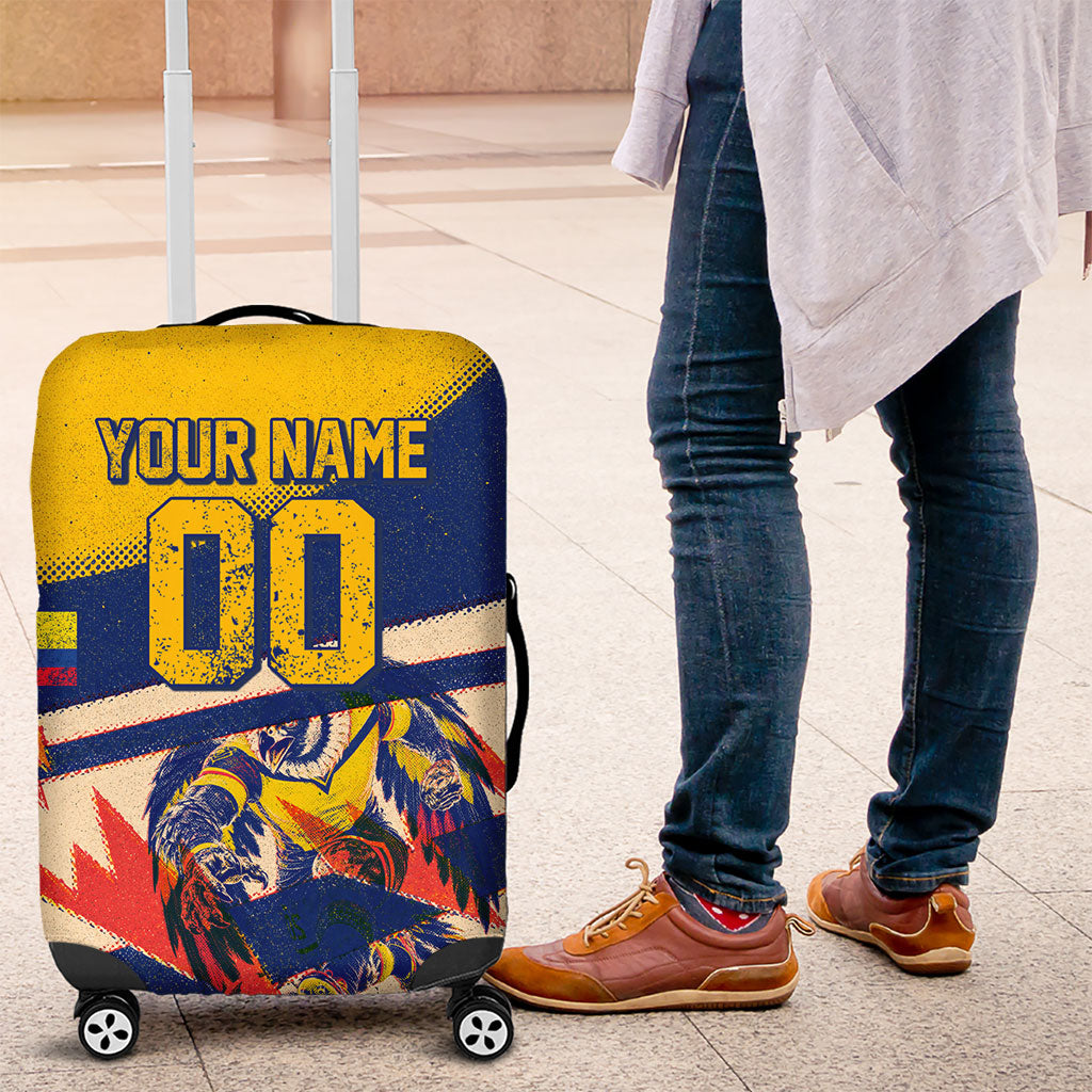 Personalized Ecuador Football Luggage Cover Condor Vintage Grunge National Pride Soccer Mascot