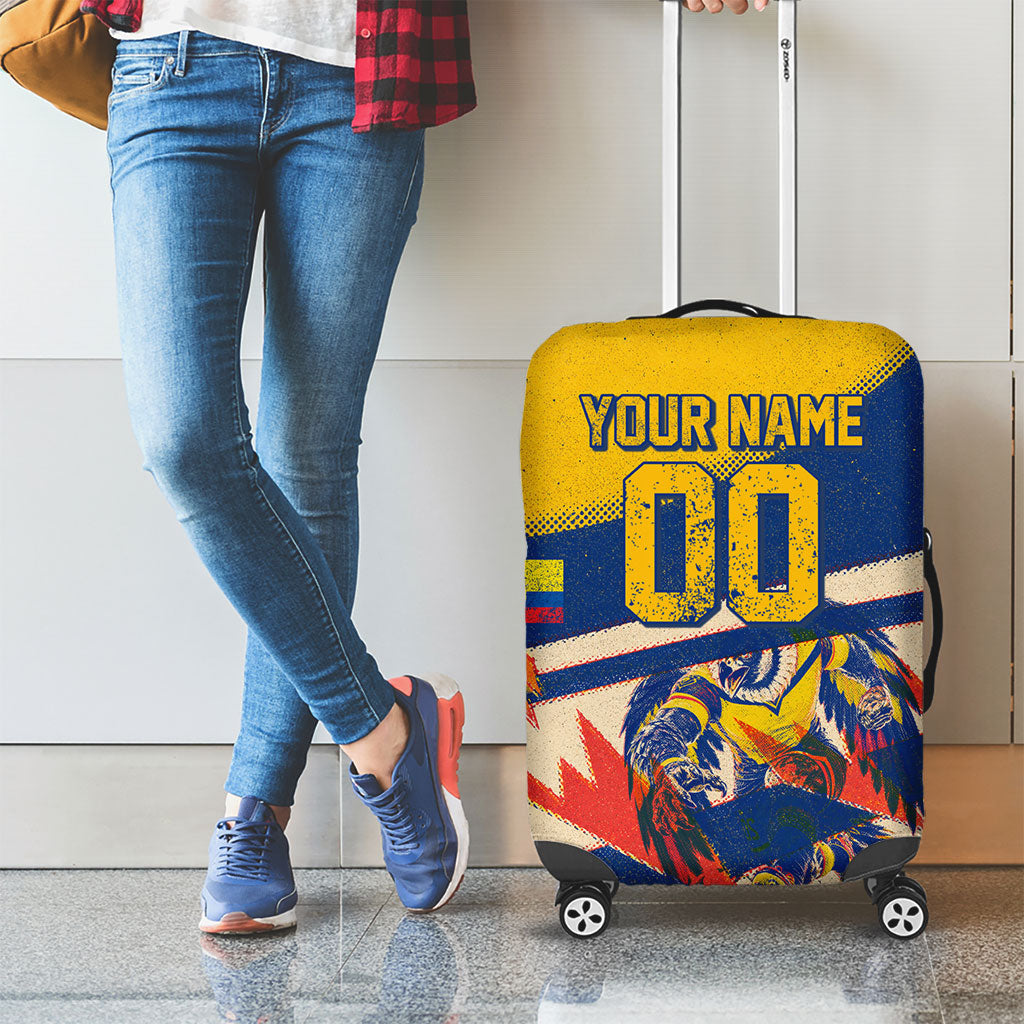 Personalized Ecuador Football Luggage Cover Condor Vintage Grunge National Pride Soccer Mascot