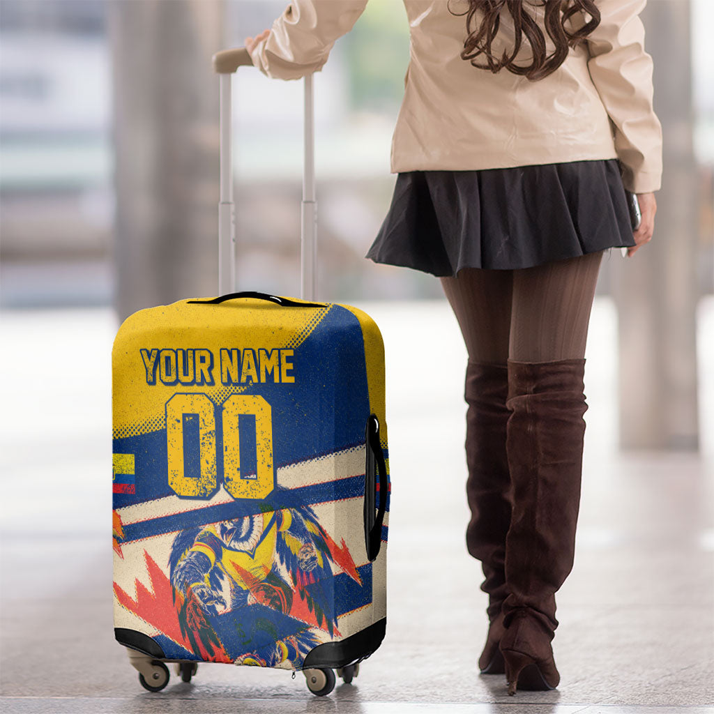 Personalized Ecuador Football Luggage Cover Condor Vintage Grunge National Pride Soccer Mascot