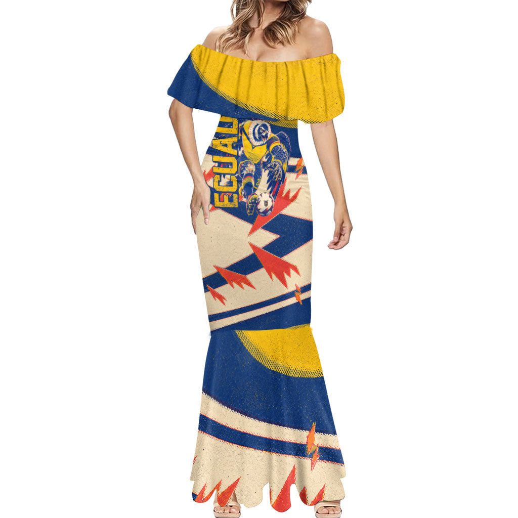 Personalized Ecuador Football Mermaid Dress Condor Vintage Grunge National Pride Soccer Mascot