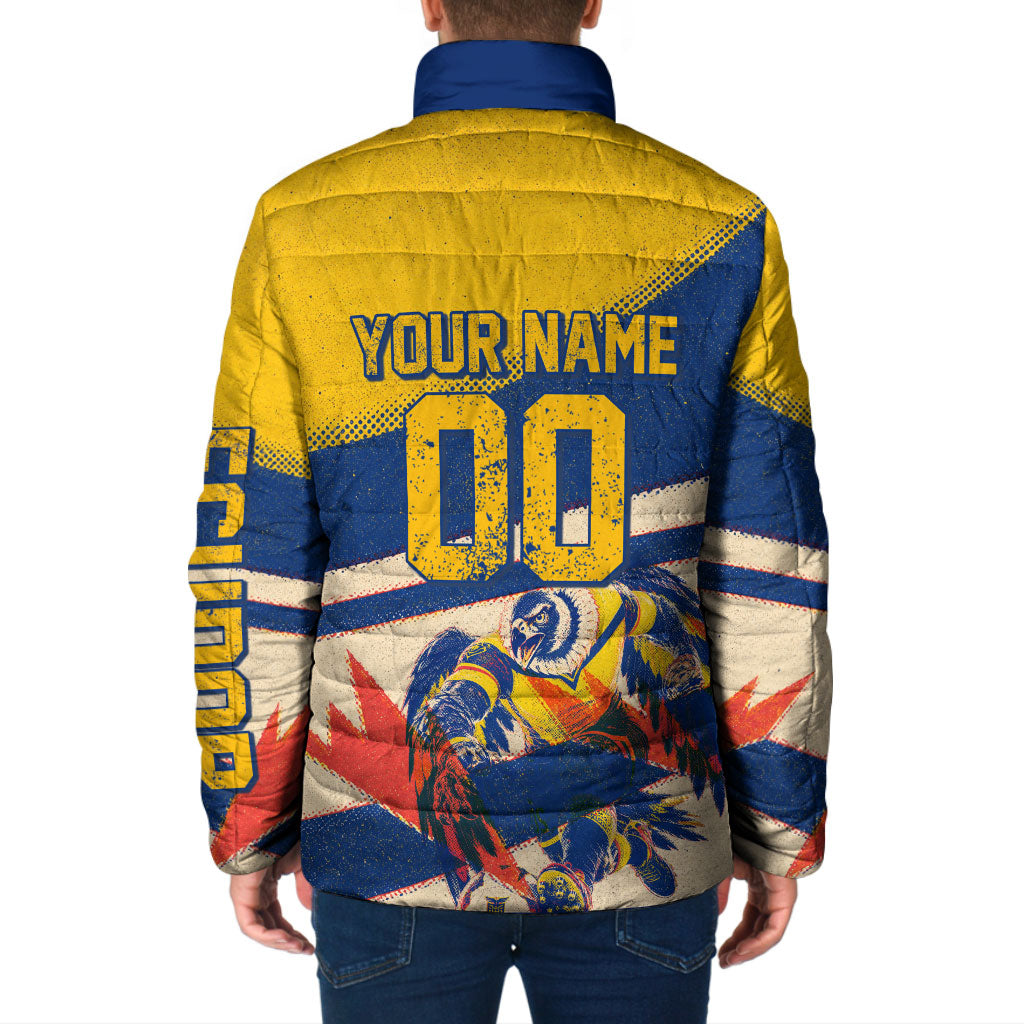 Personalized Ecuador Football Padded Jacket Condor Vintage Grunge National Pride Soccer Mascot
