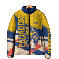 Personalized Ecuador Football Padded Jacket Condor Vintage Grunge National Pride Soccer Mascot