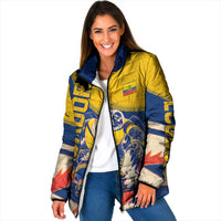 Personalized Ecuador Football Padded Jacket Condor Vintage Grunge National Pride Soccer Mascot