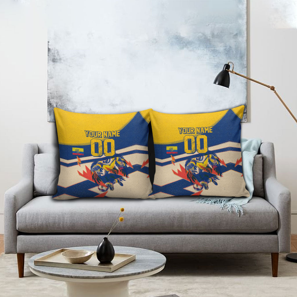 Personalized Ecuador Football Pillow Cover Condor Vintage Grunge National Pride Soccer Mascot