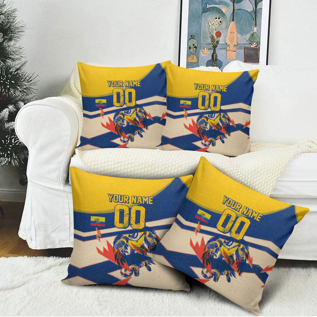 Personalized Ecuador Football Pillow Cover Condor Vintage Grunge National Pride Soccer Mascot