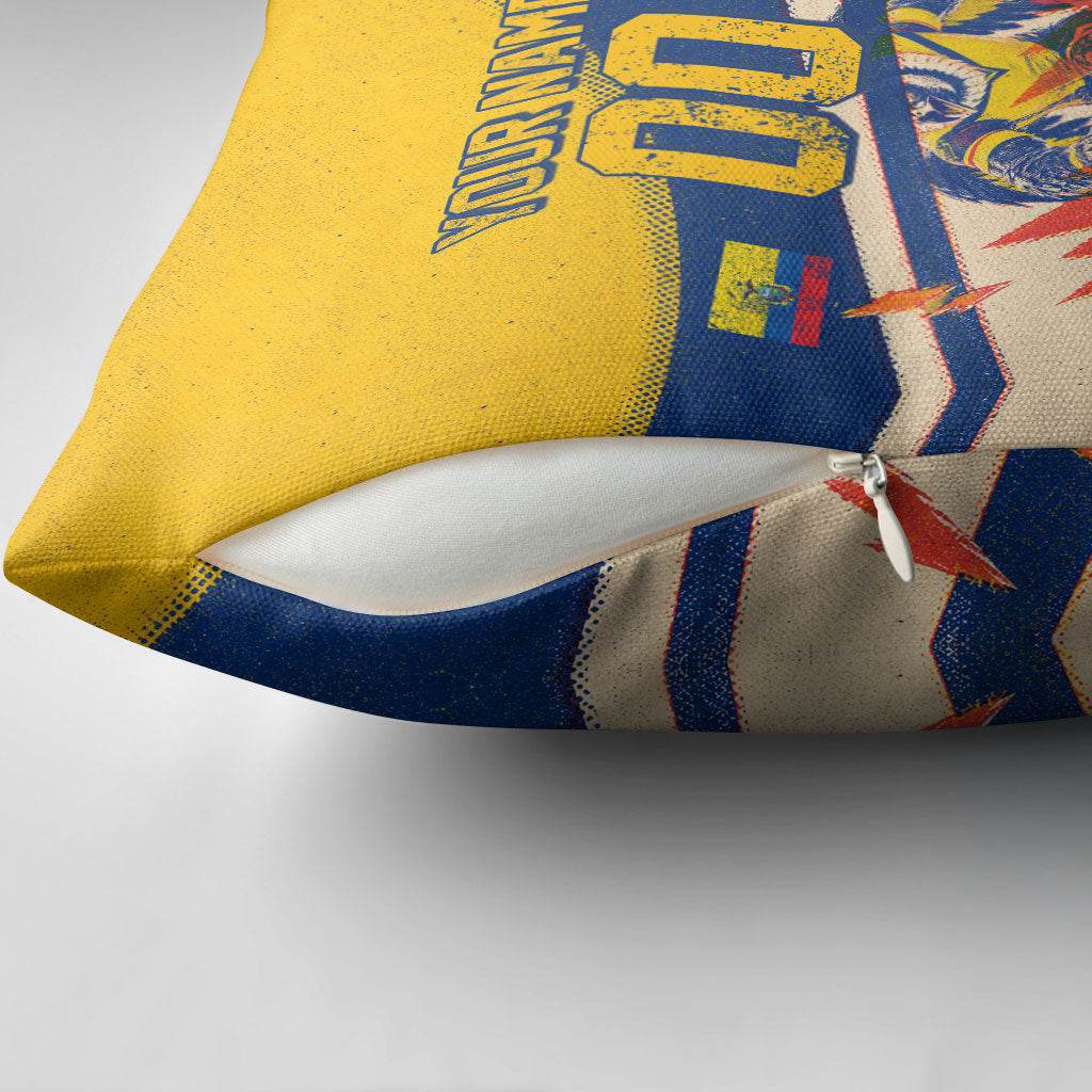 Personalized Ecuador Football Pillow Cover Condor Vintage Grunge National Pride Soccer Mascot