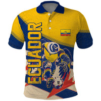 Personalized Ecuador Football Polo Shirt Condor Vintage Grunge National Pride Soccer Mascot