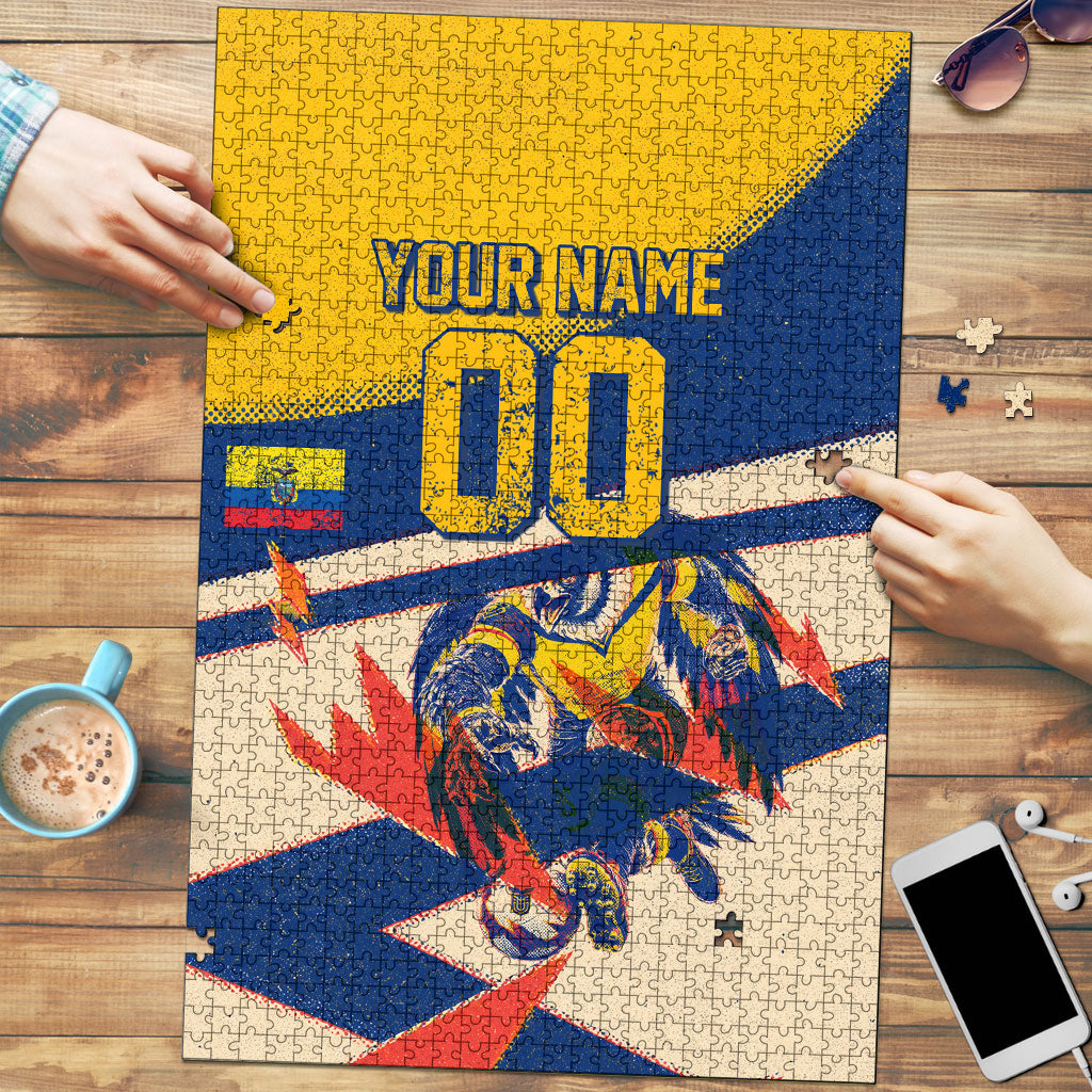 Personalized Ecuador Football Puzzle Condor Vintage Grunge National Pride Soccer Mascot