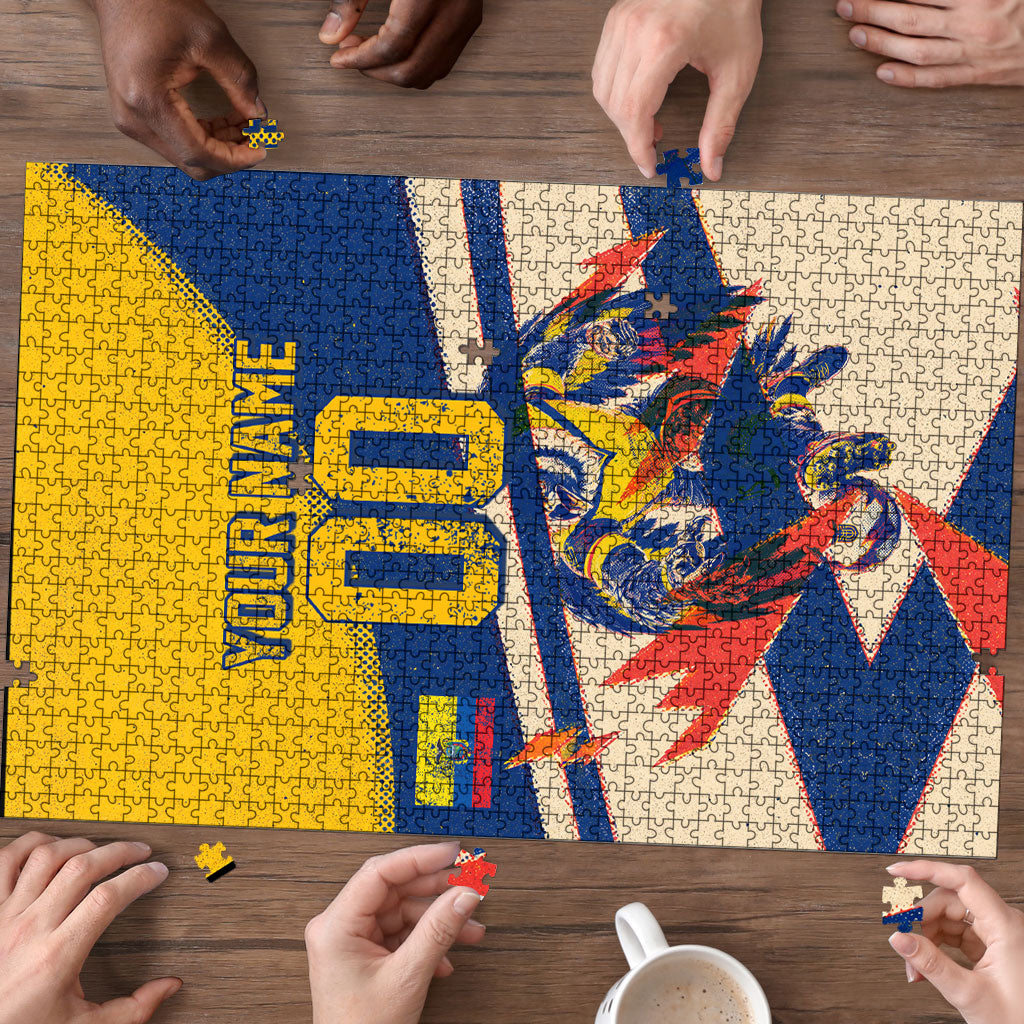 Personalized Ecuador Football Puzzle Condor Vintage Grunge National Pride Soccer Mascot