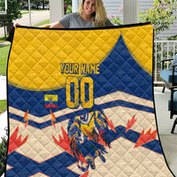 Personalized Ecuador Football Quilt Condor Vintage Grunge National Pride Soccer Mascot