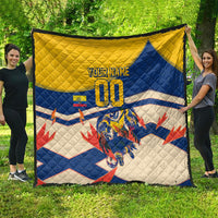 Personalized Ecuador Football Quilt Condor Vintage Grunge National Pride Soccer Mascot