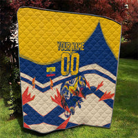 Personalized Ecuador Football Quilt Condor Vintage Grunge National Pride Soccer Mascot