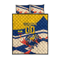 Personalized Ecuador Football Quilt Bed Set Condor Vintage Grunge National Pride Soccer Mascot