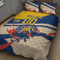 Personalized Ecuador Football Quilt Bed Set Condor Vintage Grunge National Pride Soccer Mascot