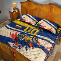 Personalized Ecuador Football Quilt Bed Set Condor Vintage Grunge National Pride Soccer Mascot