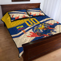 Personalized Ecuador Football Quilt Bed Set Condor Vintage Grunge National Pride Soccer Mascot