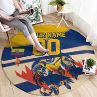 Personalized Ecuador Football Round Carpet Condor Vintage Grunge National Pride Soccer Mascot