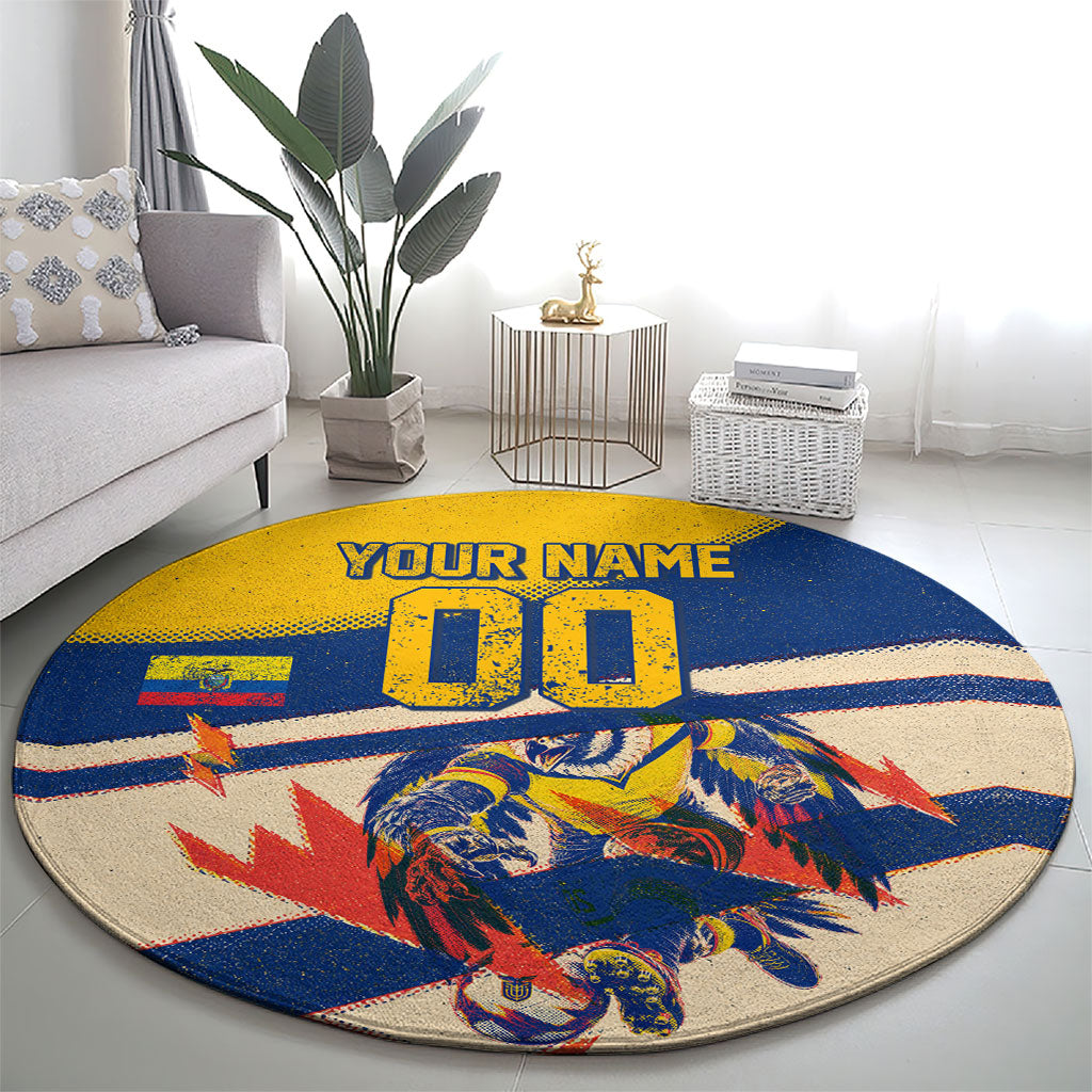 Personalized Ecuador Football Round Carpet Condor Vintage Grunge National Pride Soccer Mascot