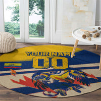 Personalized Ecuador Football Round Carpet Condor Vintage Grunge National Pride Soccer Mascot