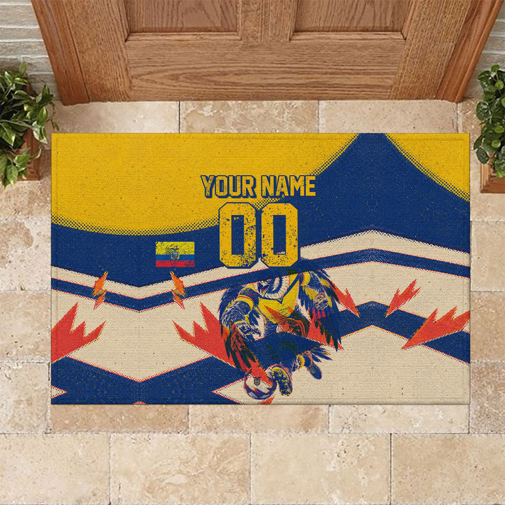 Personalized Ecuador Football Rubber Doormat Condor Vintage Grunge National Pride Soccer Mascot