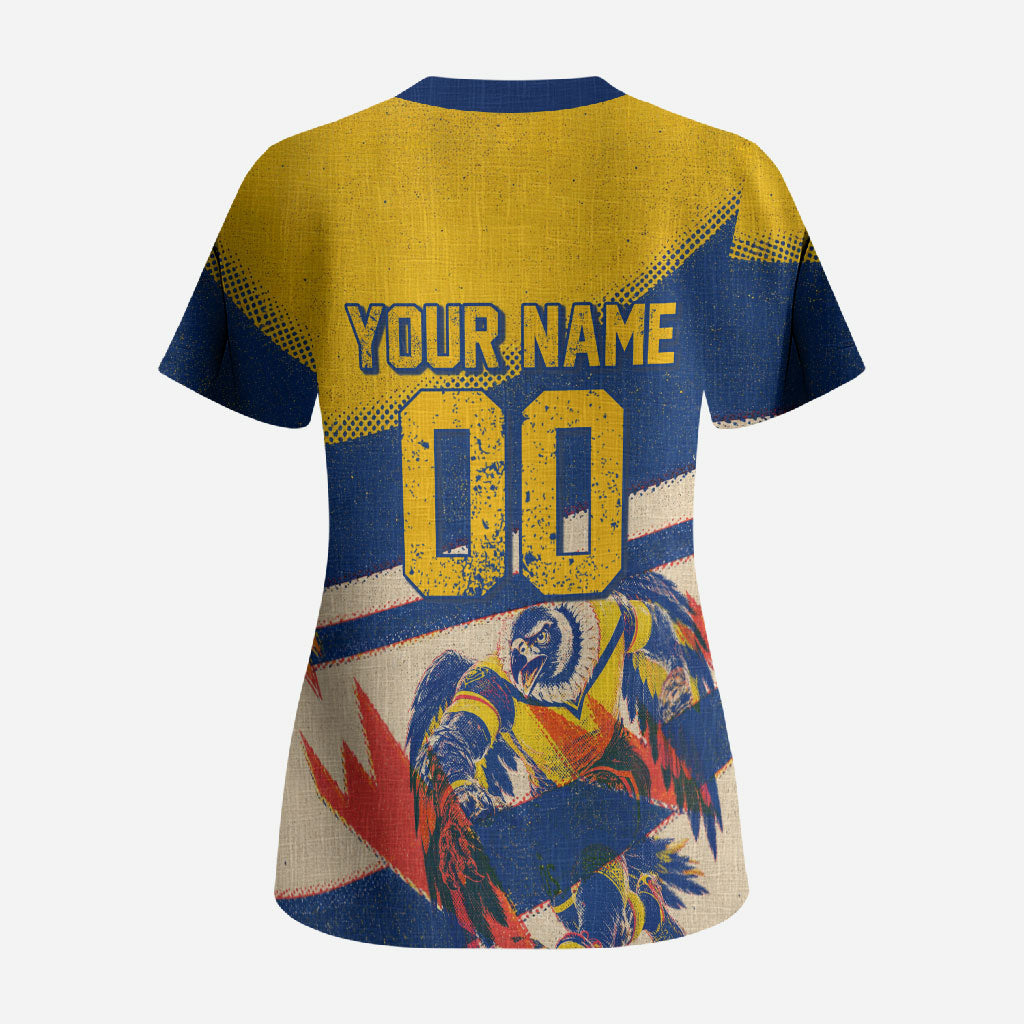 Personalized Ecuador Football Scrub Top Condor Vintage Grunge National Pride Soccer Mascot