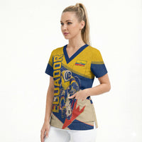 Personalized Ecuador Football Scrub Top Condor Vintage Grunge National Pride Soccer Mascot