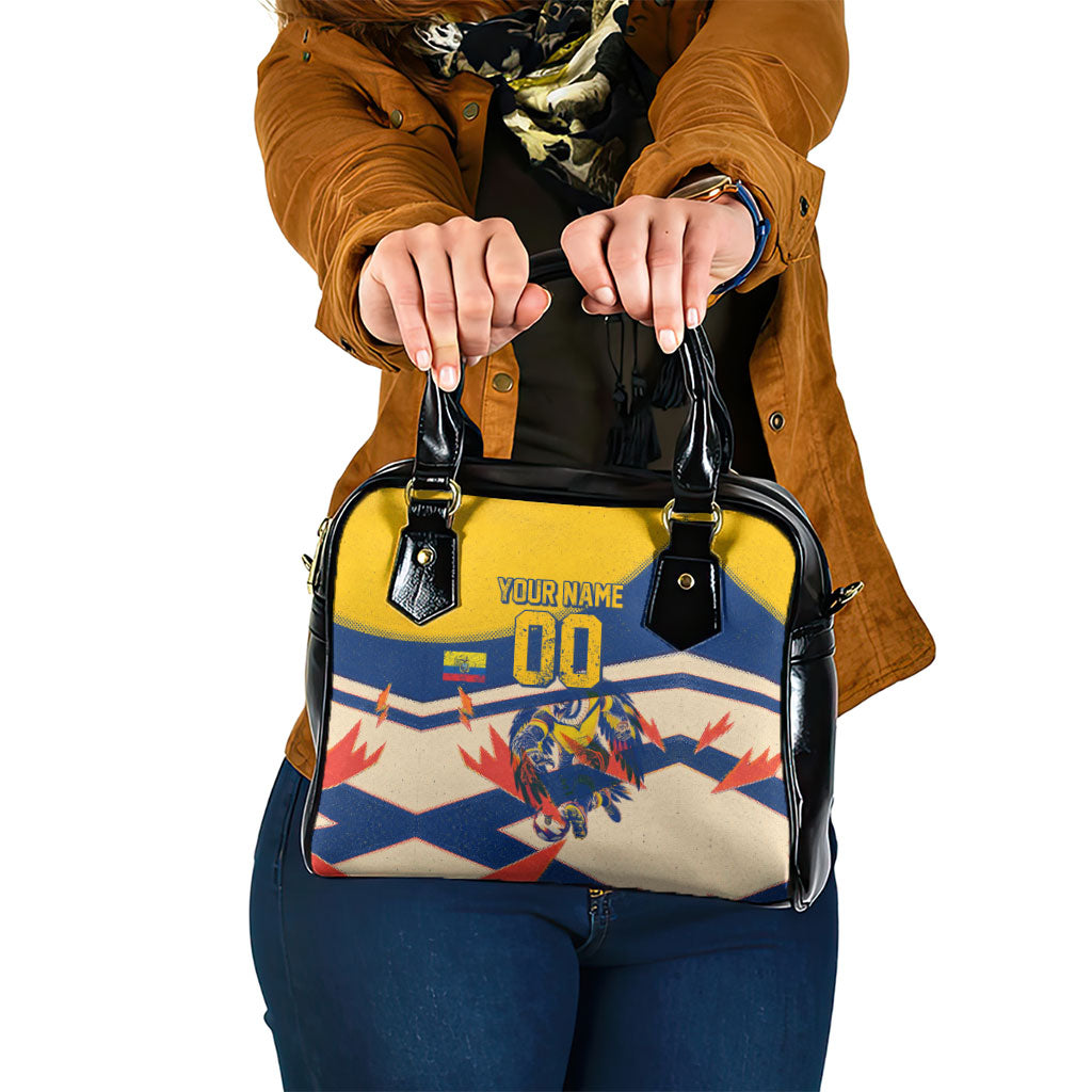 Personalized Ecuador Football Shoulder Handbag Condor Vintage Grunge National Pride Soccer Mascot