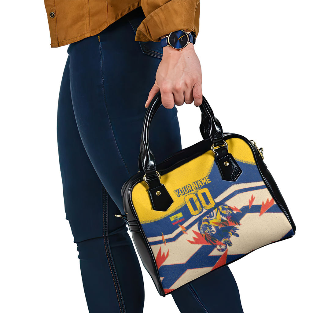 Personalized Ecuador Football Shoulder Handbag Condor Vintage Grunge National Pride Soccer Mascot