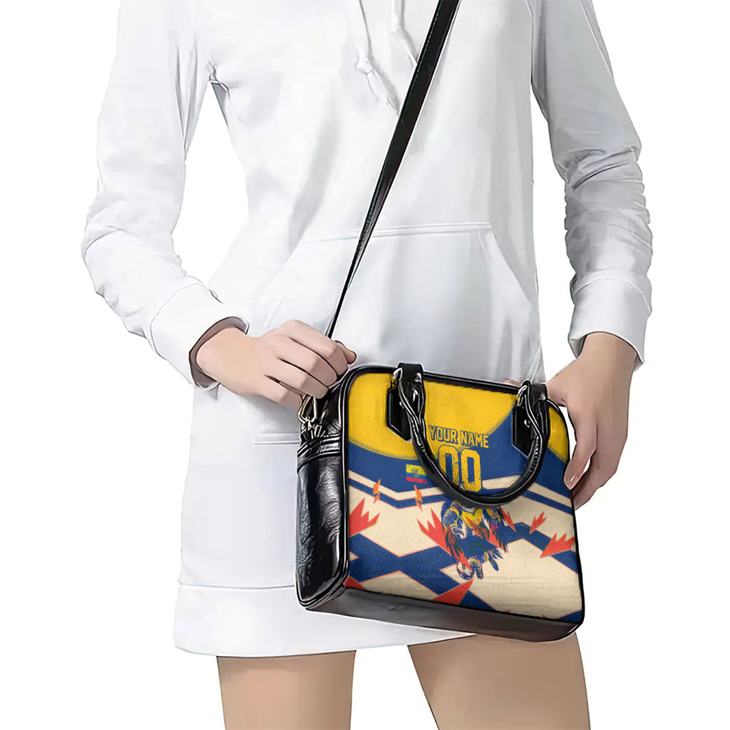 Personalized Ecuador Football Shoulder Handbag Condor Vintage Grunge National Pride Soccer Mascot