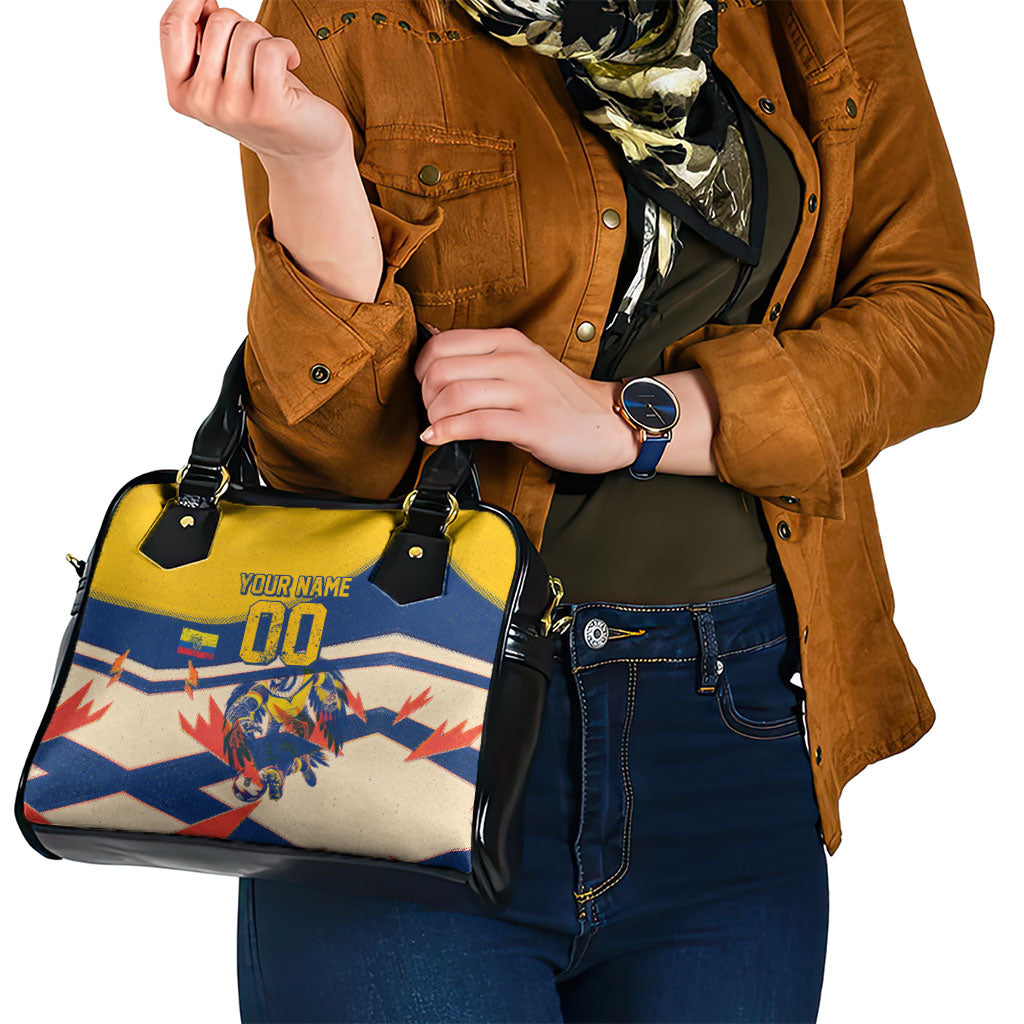 Personalized Ecuador Football Shoulder Handbag Condor Vintage Grunge National Pride Soccer Mascot