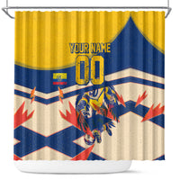 Personalized Ecuador Football Shower Curtain Condor Vintage Grunge National Pride Soccer Mascot