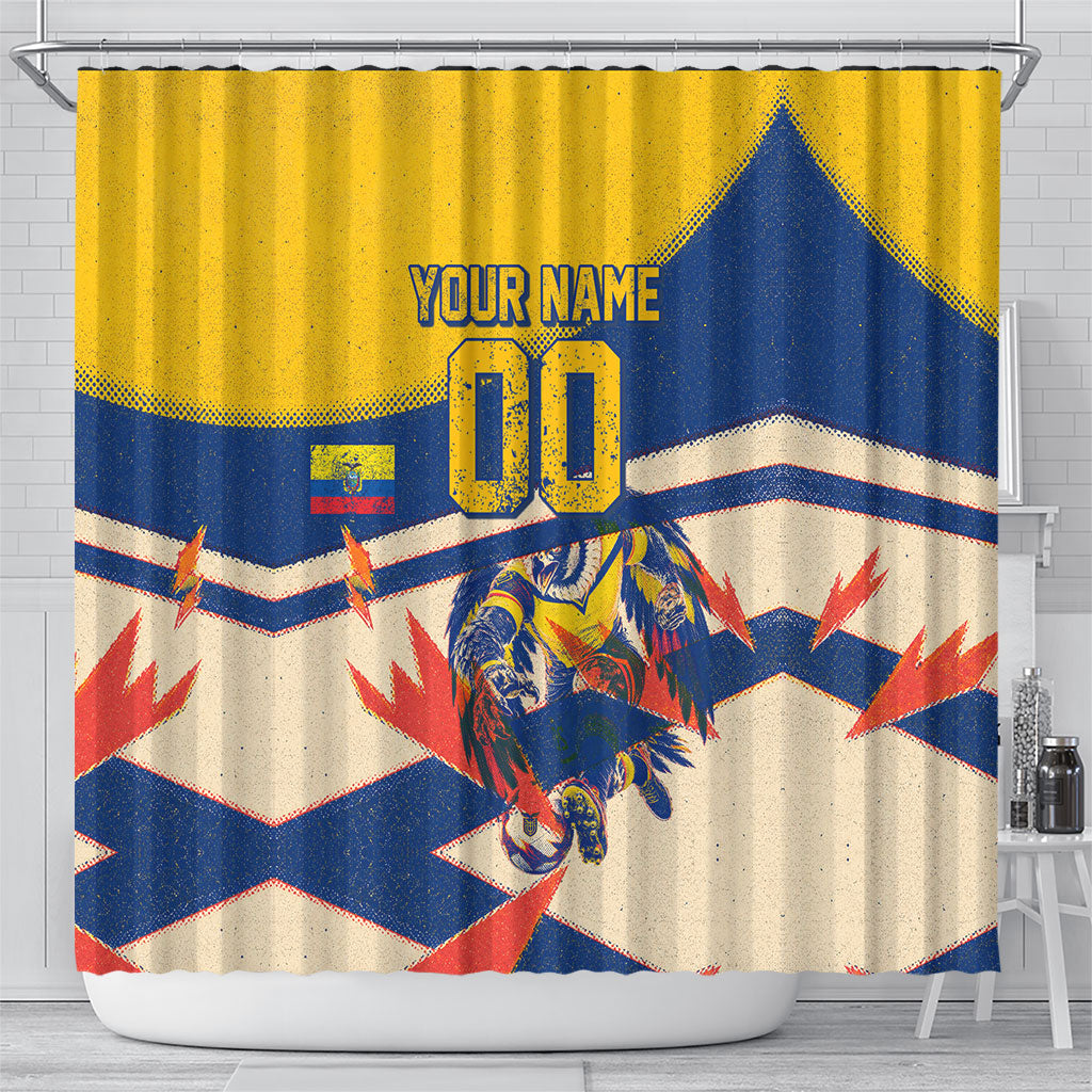 Personalized Ecuador Football Shower Curtain Condor Vintage Grunge National Pride Soccer Mascot