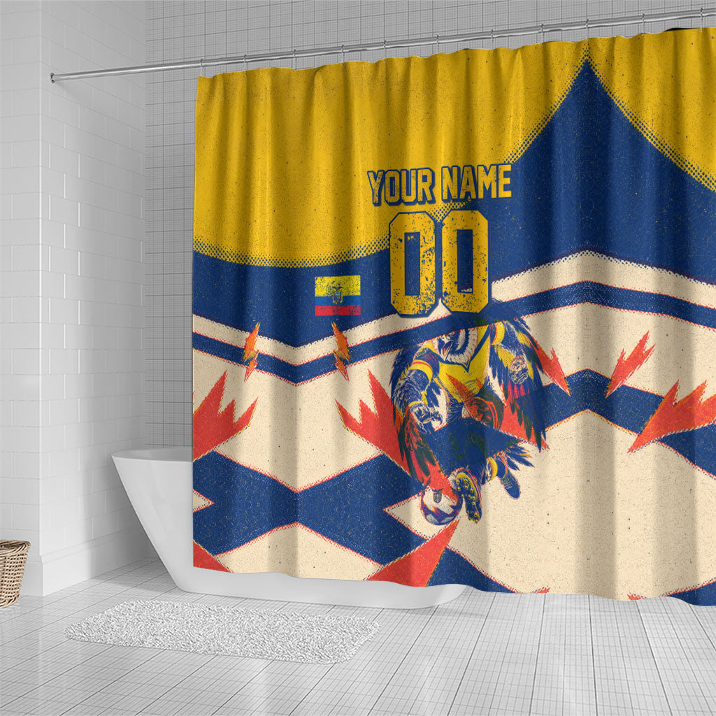 Personalized Ecuador Football Shower Curtain Condor Vintage Grunge National Pride Soccer Mascot