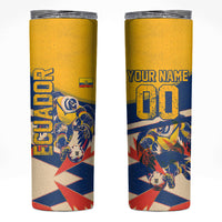 Personalized Ecuador Football Skinny Tumbler Condor Vintage Grunge National Pride Soccer Mascot